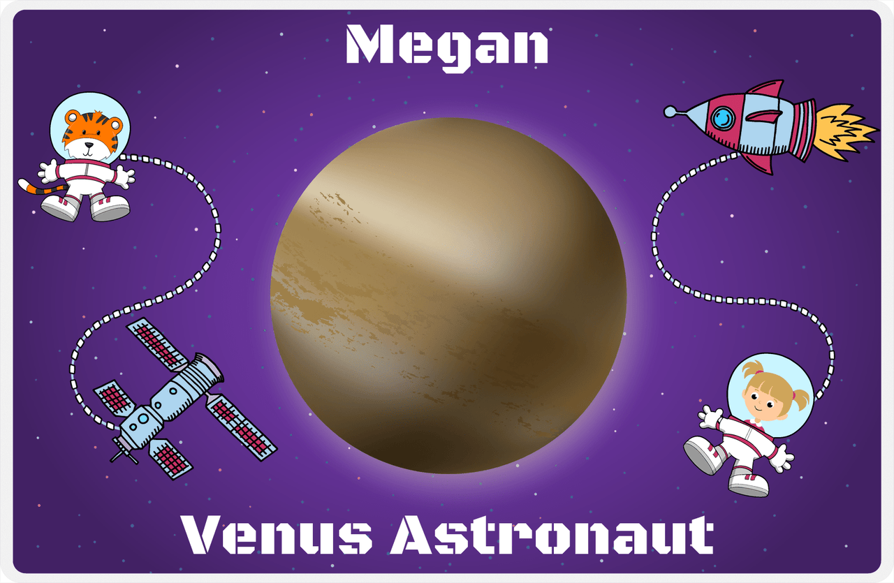 Personalized Planets Placemat XII - Venus Astronaut - Blonde Girl -  View