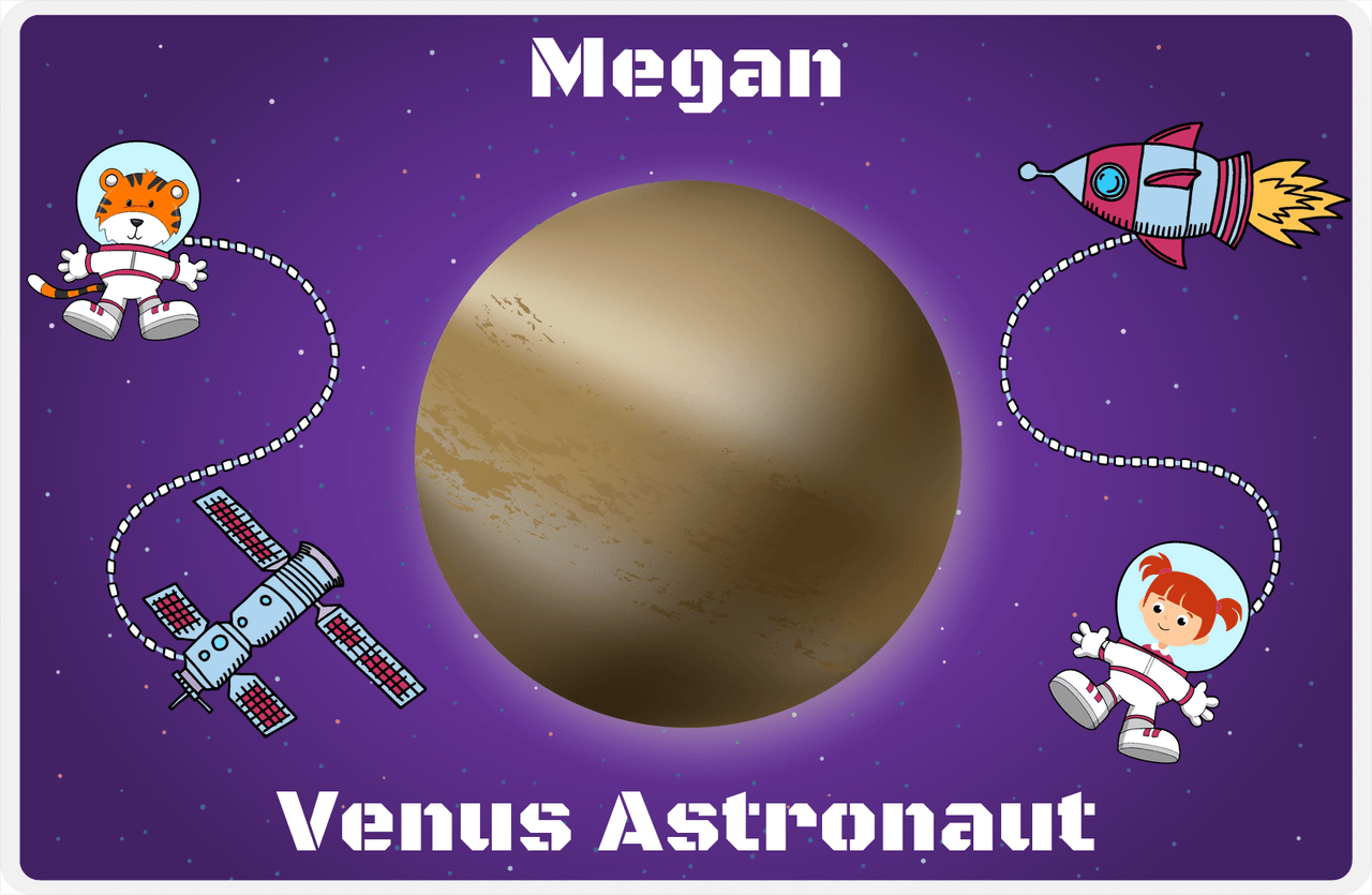 Personalized Planets Placemat XII - Venus Astronaut - Redhead Girl -  View