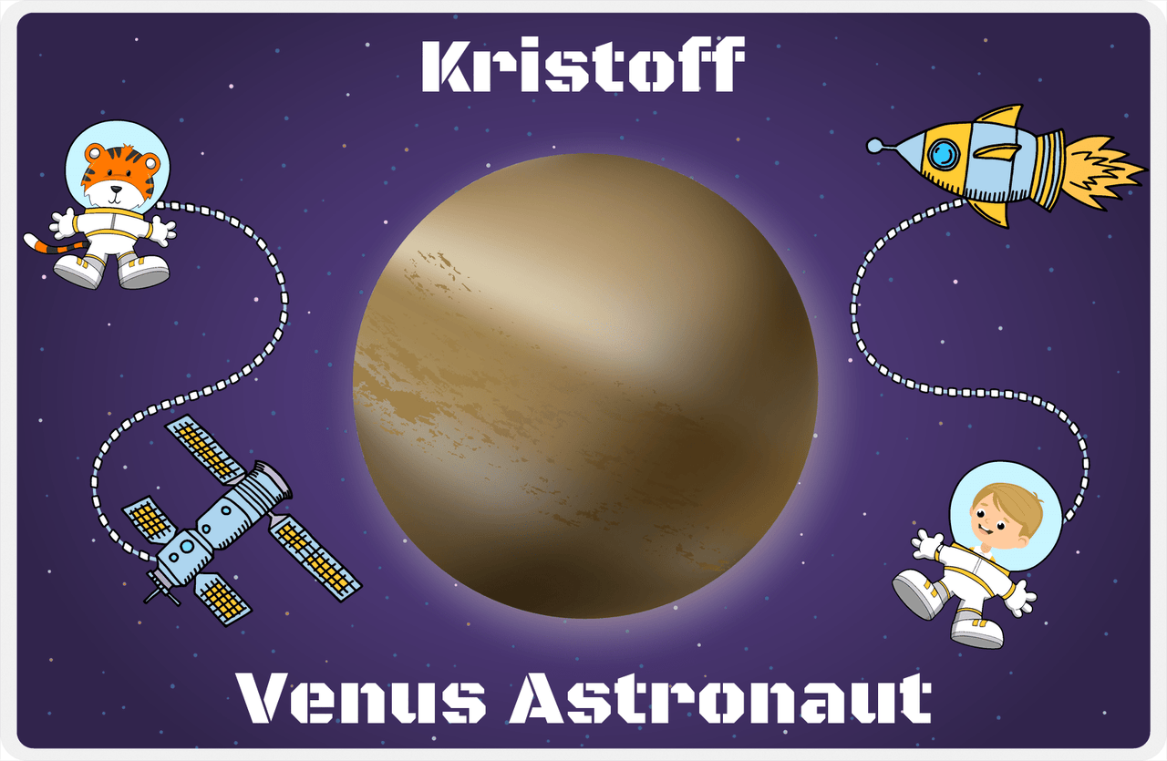 Personalized Planets Placemat XIII - Venus Astronaut - Blond Boy -  View