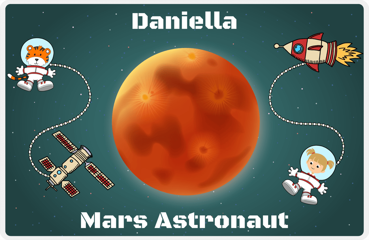 Personalized Planets Placemat XVI - Mars Astronaut - Blonde Girl -  View