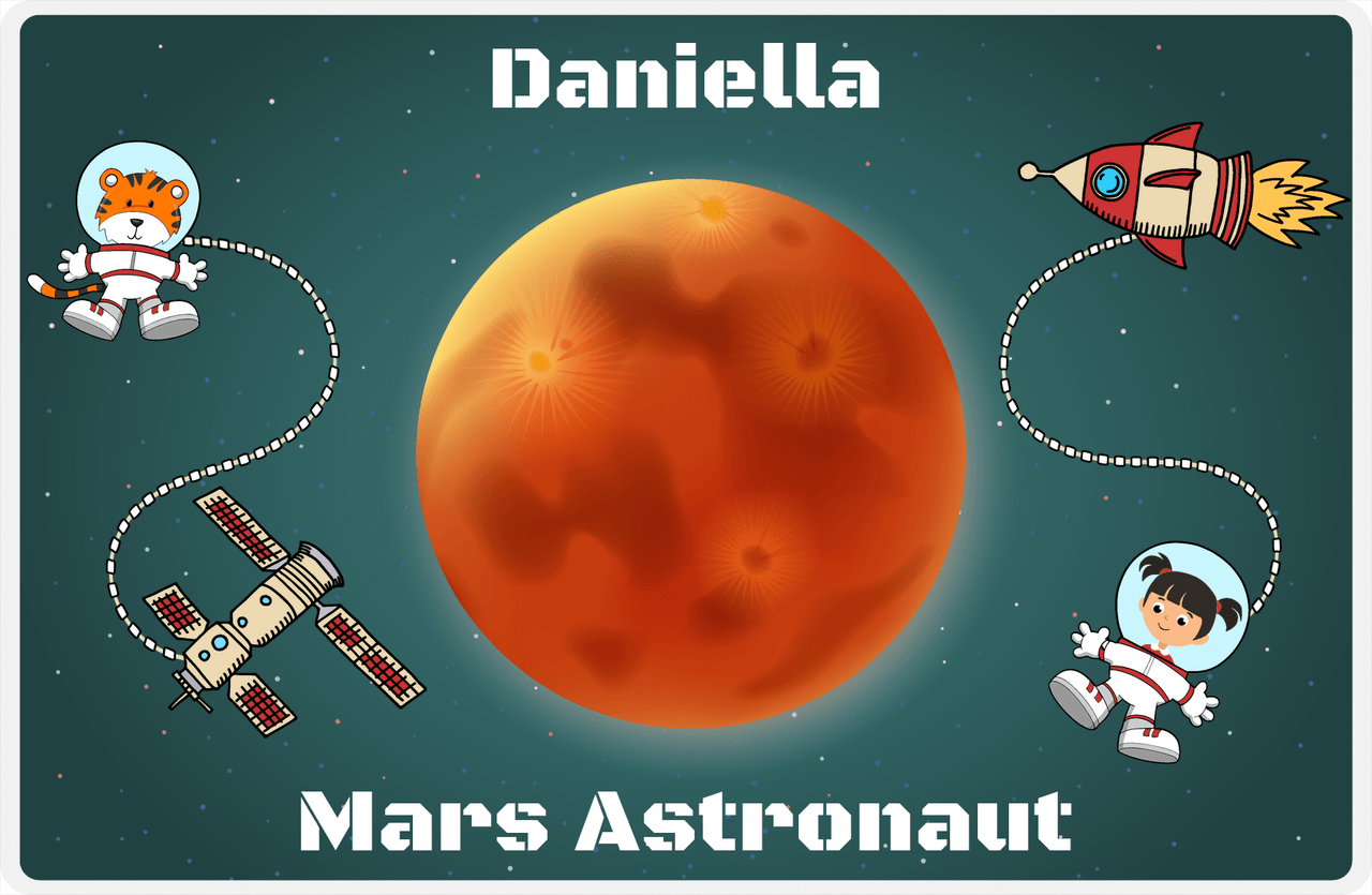 Personalized Planets Placemat XVI - Mars Astronaut - Black Hair Girl -  View
