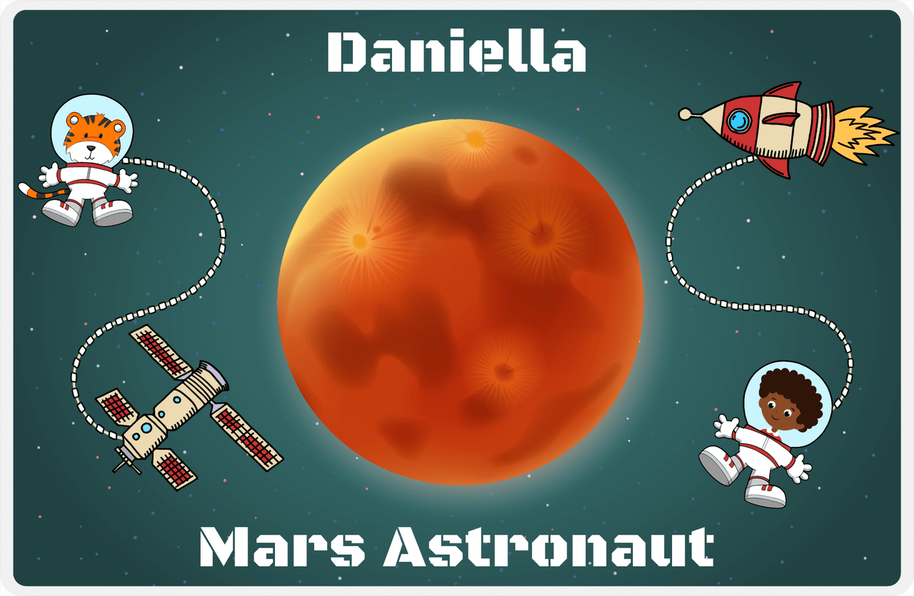 Personalized Planets Placemat XVI - Mars Astronaut - Black Girl II -  View