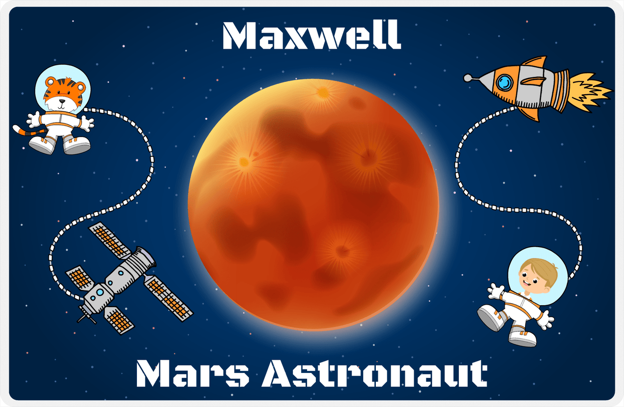 Personalized Planets Placemat XVII - Mars Astronaut - Blond Boy -  View