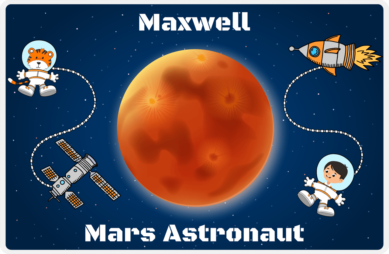 Personalized Planets Placemat XVII - Mars Astronaut - Black Hair Boy -  View