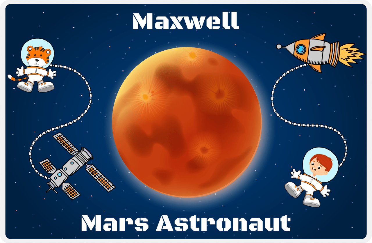 Personalized Planets Placemat XVII - Mars Astronaut - Redhead Boy -  View