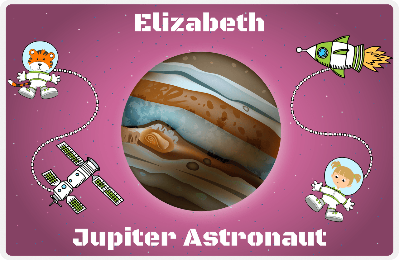 Personalized Planets Placemat XVIII - Jupiter Astronaut - Blonde Girl -  View