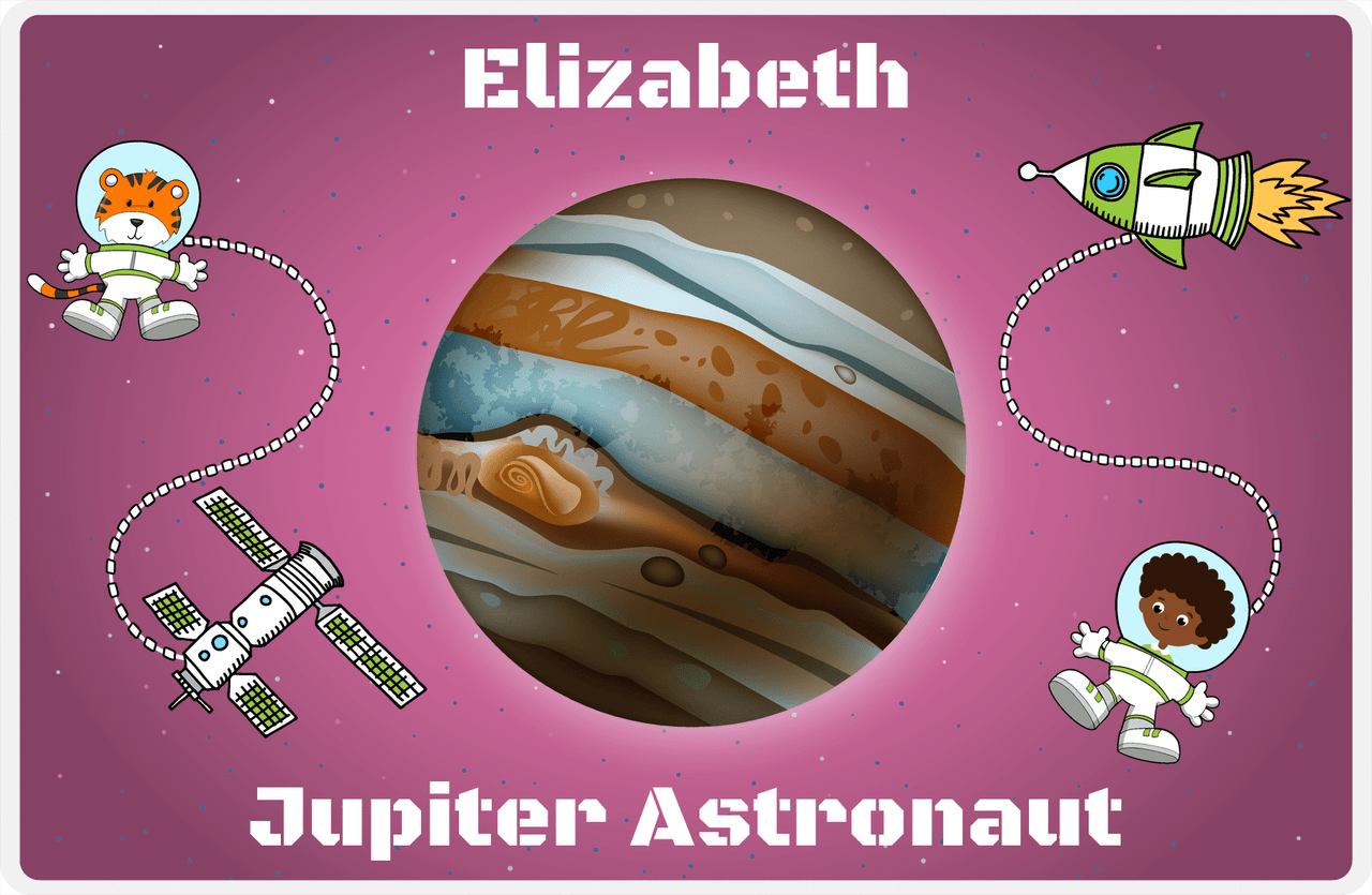 Personalized Planets Placemat XVIII - Jupiter Astronaut - Black Girl II -  View