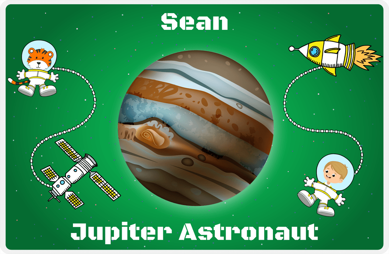 Personalized Planets Placemat XIX - Jupiter Astronaut - Blond Boy -  View