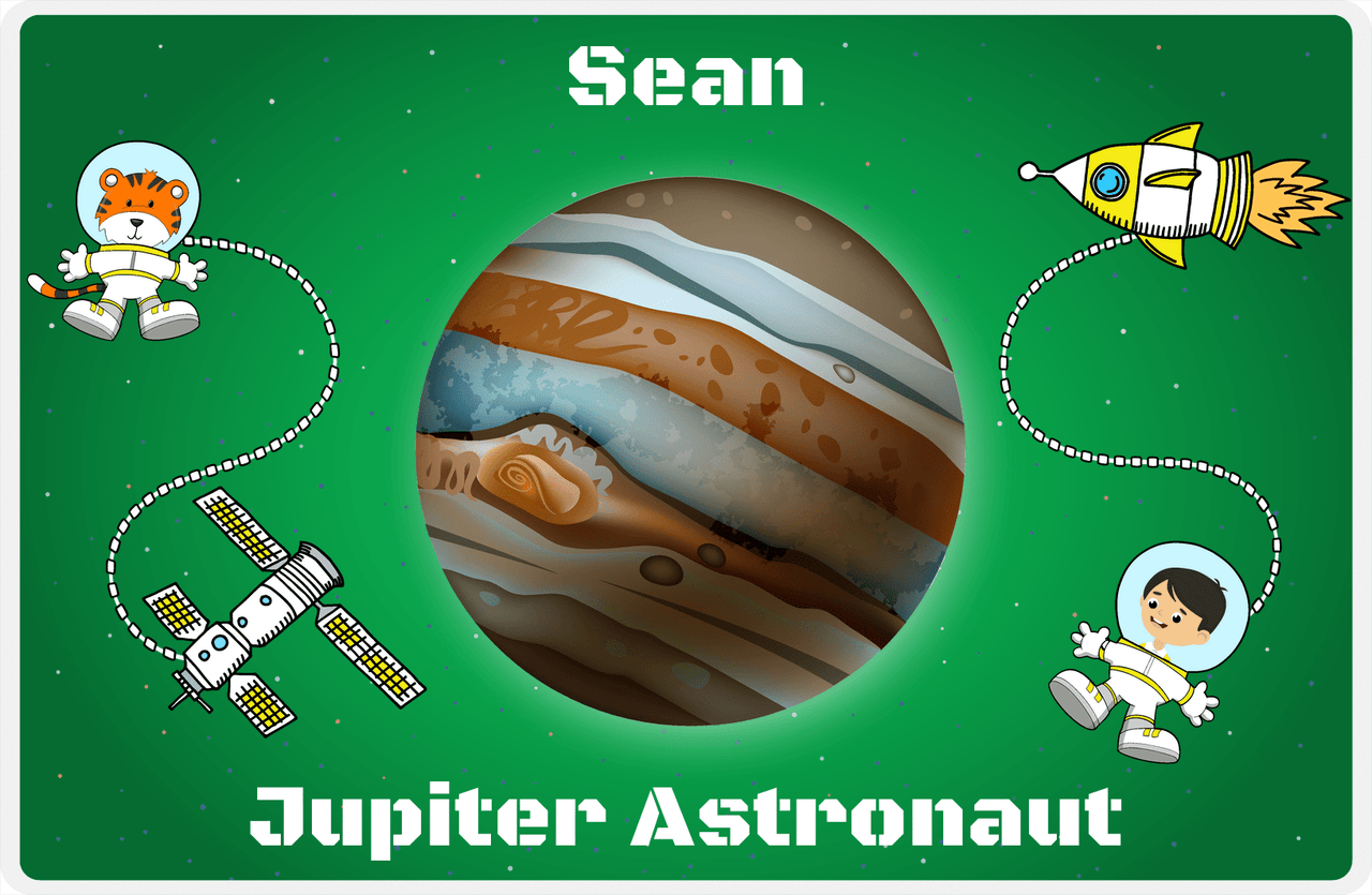 Personalized Planets Placemat XIX - Jupiter Astronaut - Asian Boy -  View