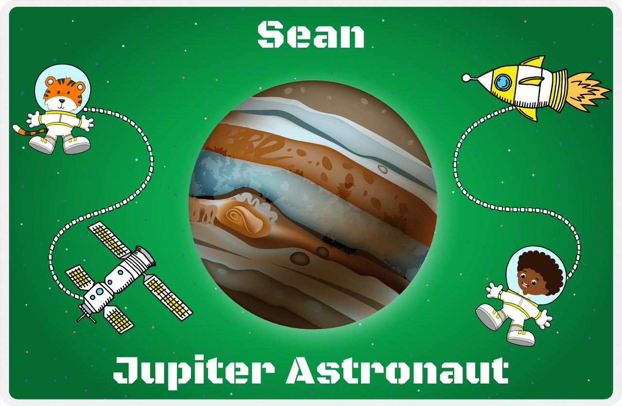 Personalized Planets Placemat XIX - Jupiter Astronaut - Black Boy II -  View