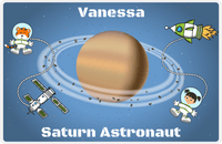 Thumbnail for Personalized Planets Placemat XX - Saturn Astronaut - Black Hair Girl -  View