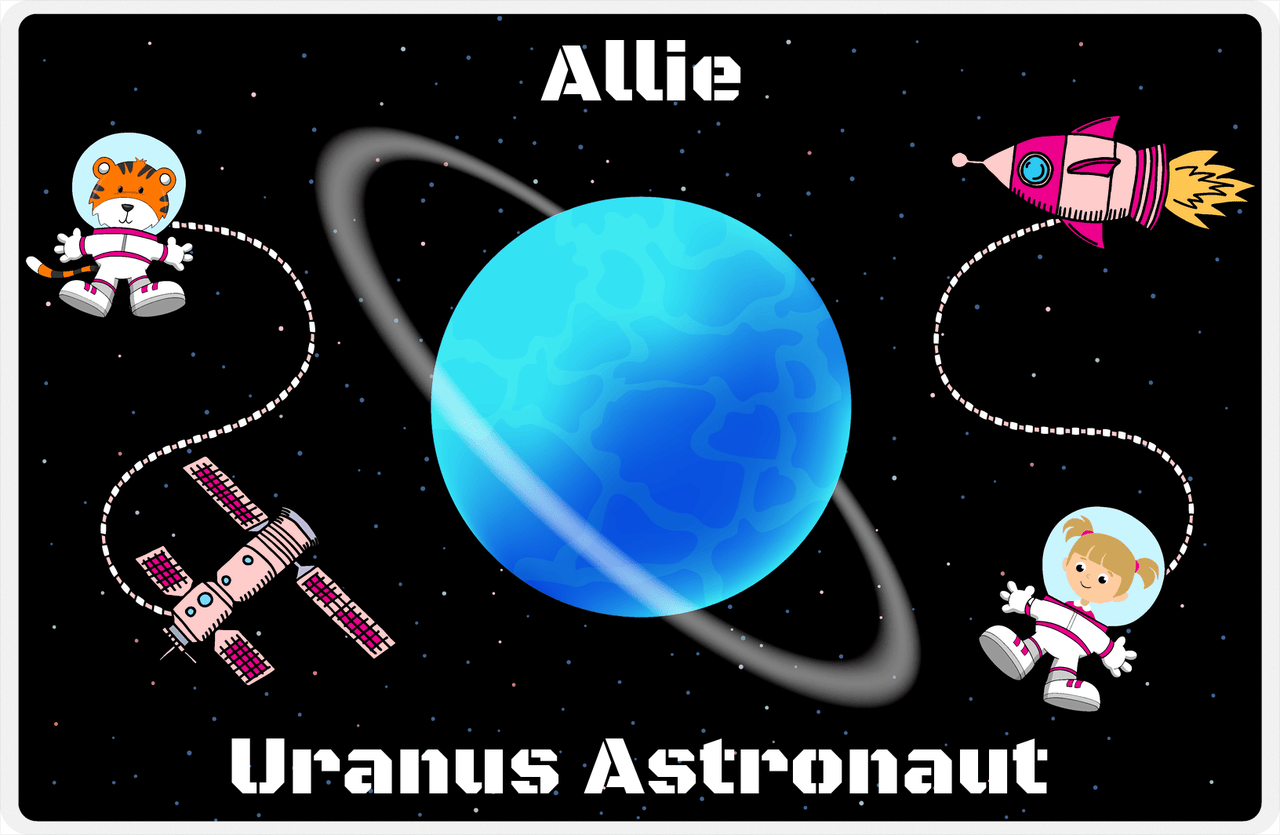 Personalized Planets Placemat XXII - Uranus Astronaut - Blonde Girl -  View