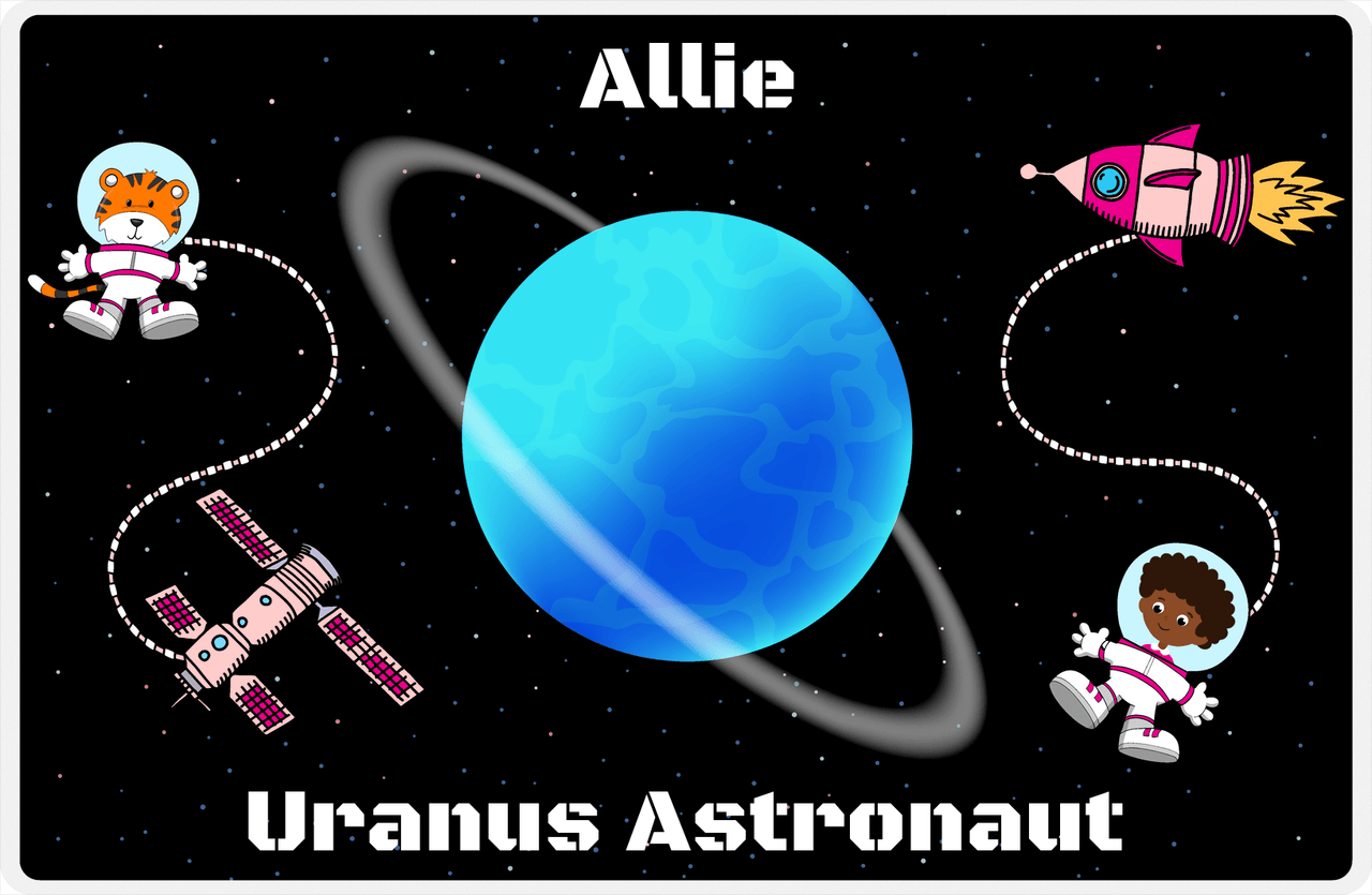 Personalized Planets Placemat XXII - Uranus Astronaut - Black Girl II -  View