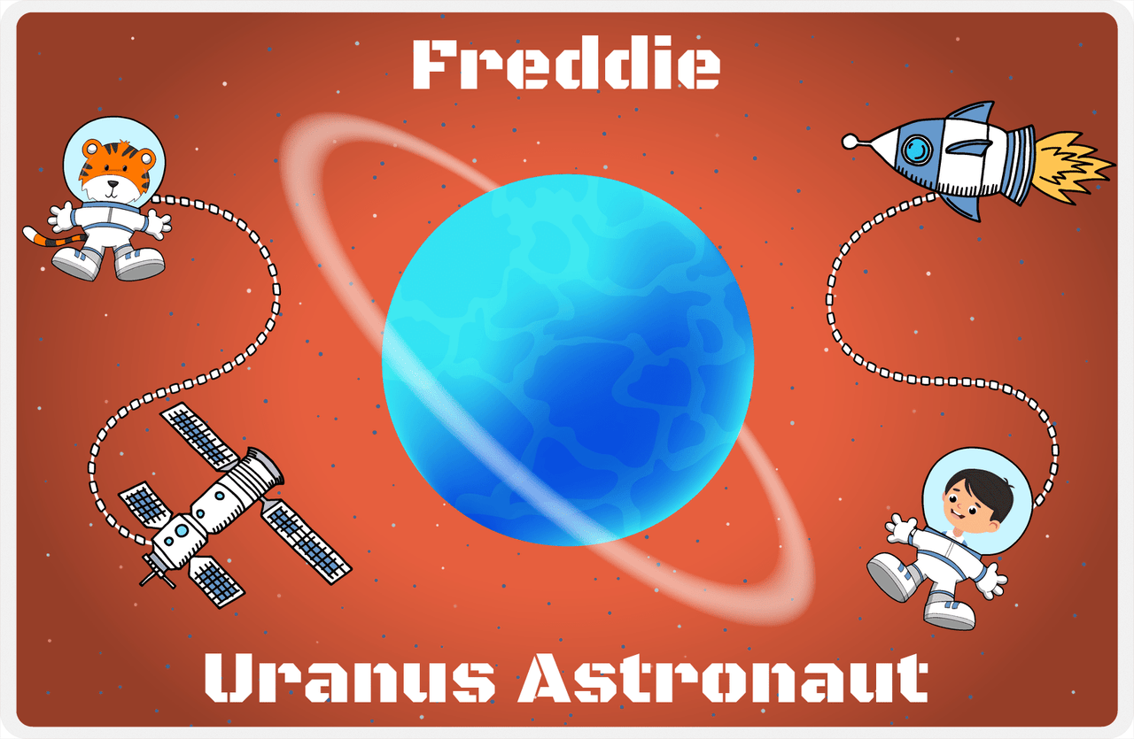 Personalized Planets Placemat XXIII - Uranus Astronaut - Black Hair Boy -  View