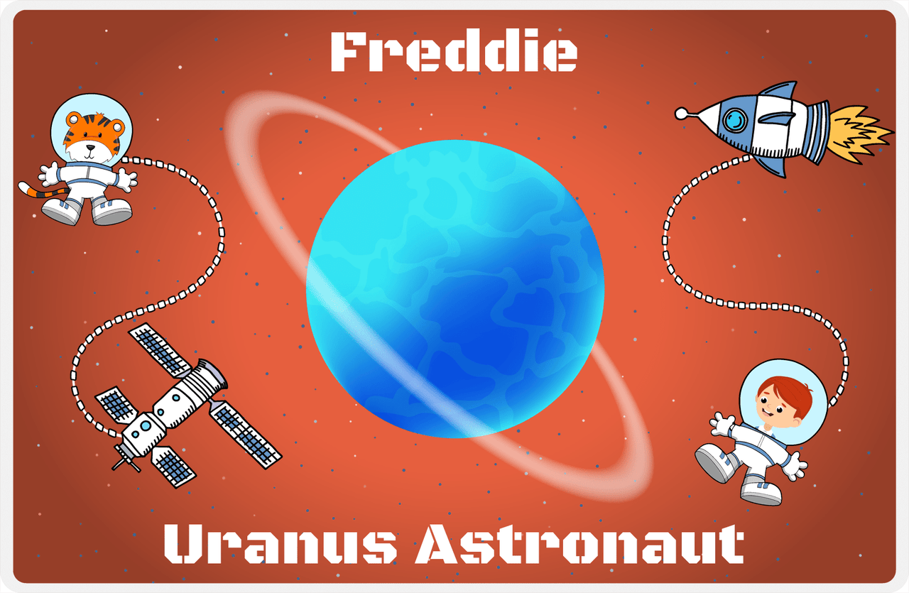Personalized Planets Placemat XXIII - Uranus Astronaut - Redhead Boy -  View