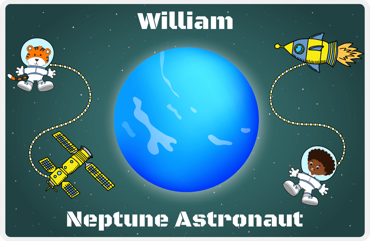 Personalized Planets Placemat XXV - Neptune Astronaut - Black Boy II -  View