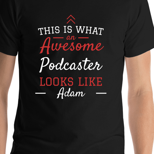 Personalized Podcaster T-Shirt - Black - Shirt Close-Up View