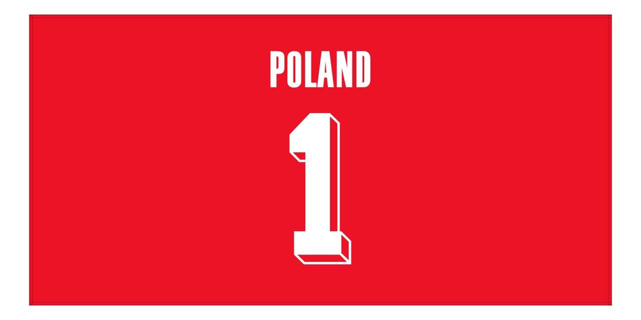 Personalized Poland Jersey Number Beach Towel - Red - Front View