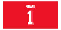 Thumbnail for Personalized Poland Jersey Number Beach Towel - Red - Front View