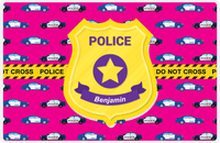 Thumbnail for Personalized Police Placemat IX - Police Badge - Pink Background -  View