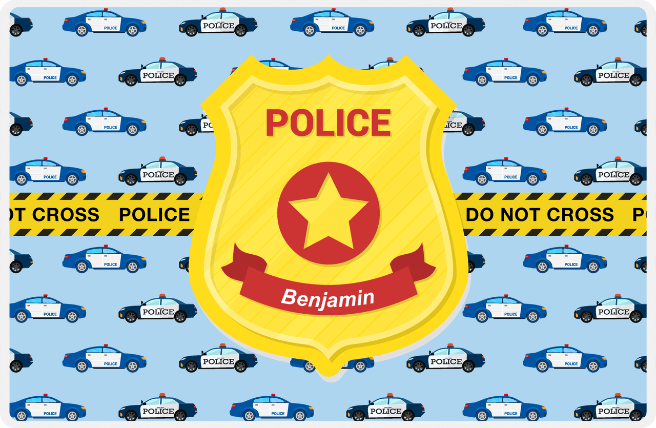 Personalized Police Placemat IX - Police Badge - Blue Background -  View