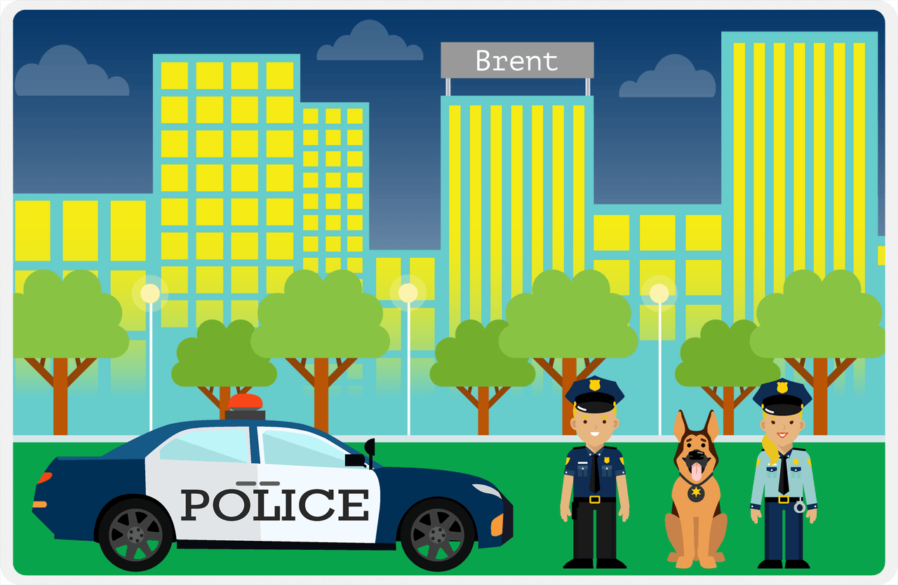Personalized Police Placemat III - City Beat - Blonde Cops -  View