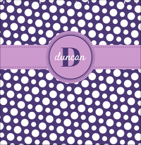 Thumbnail for Personalized Polka Dots Shower Curtain - Purple - Circle Ribbon Nameplate - Decorate View