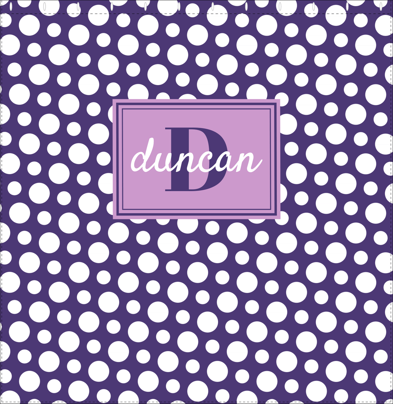 Personalized Polka Dots Shower Curtain - Purple - Rectangle Nameplate - Decorate View