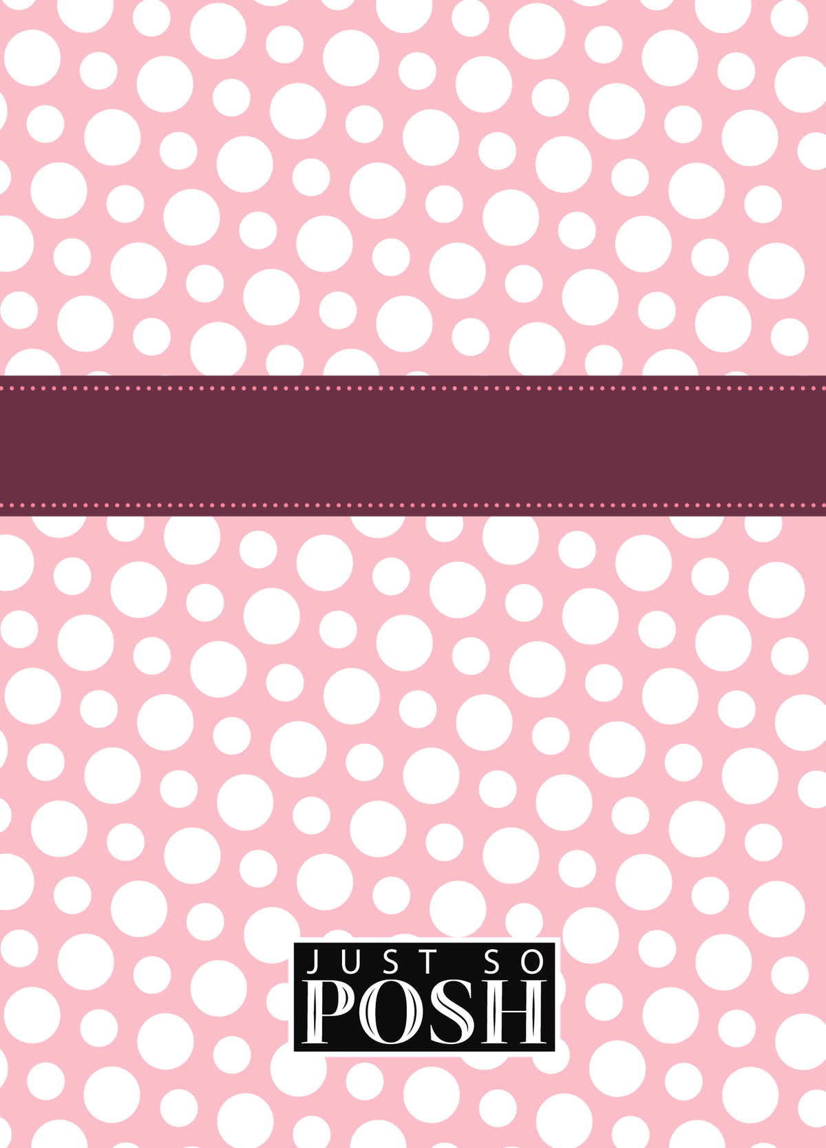 Personalized Polka Dots Journal - Pink and White - Circle Ribbon Nameplate - Back View
