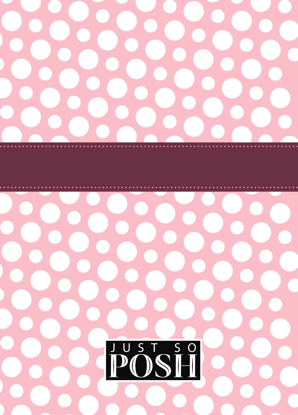 Personalized Polka Dots Journal - Pink and White - Ribbon Nameplate - Back View