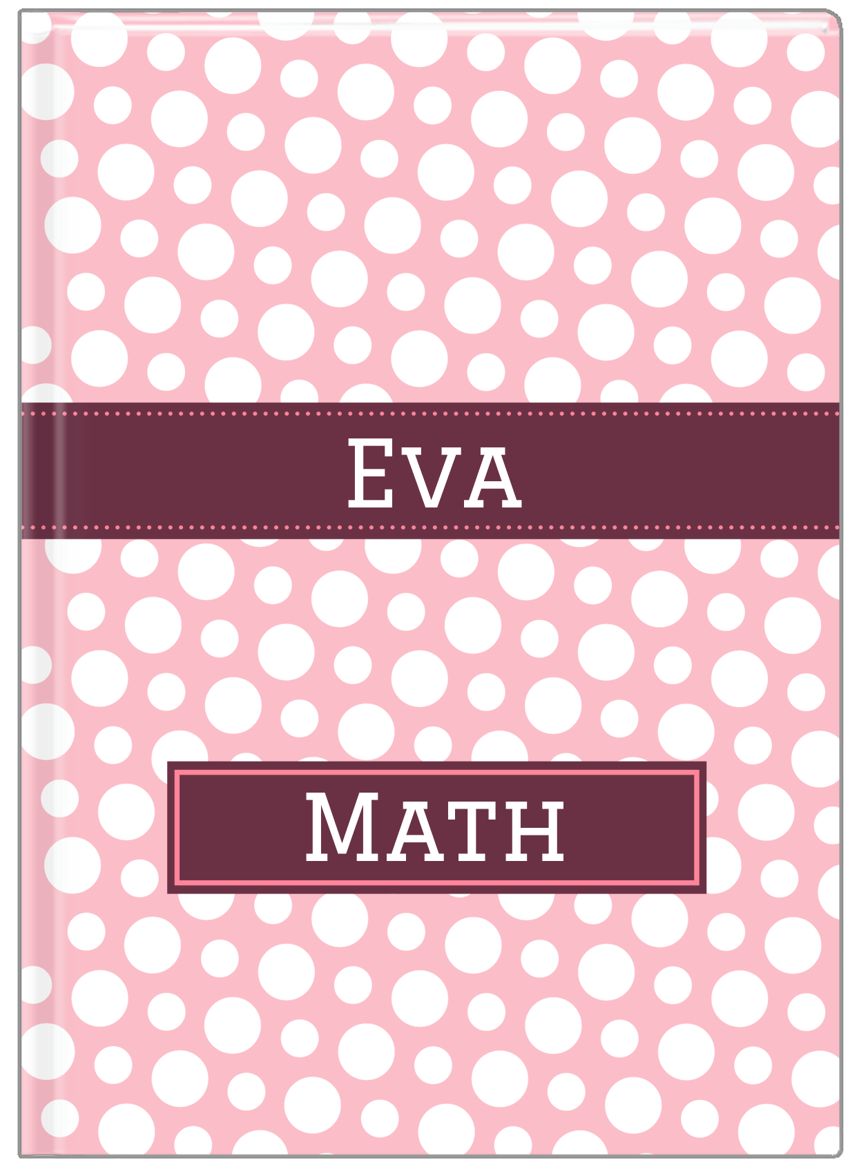 Personalized Polka Dots Journal - Pink and White - Ribbon Nameplate - Front View