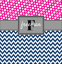 Thumbnail for Personalized Polka Dots and Chevron I Shower Curtain - Pink and Navy - Rectangle Nameplate - Decorate View