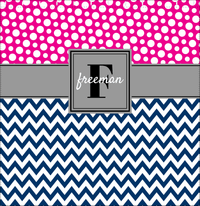 Thumbnail for Personalized Polka Dots and Chevron I Shower Curtain - Pink and Navy - Square Nameplate - Decorate View
