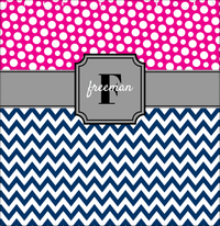 Thumbnail for Personalized Polka Dots and Chevron I Shower Curtain - Pink and Navy - Stamp Nameplate - Decorate View