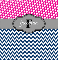 Thumbnail for Personalized Polka Dots and Chevron I Shower Curtain - Pink and Navy - Fancy Nameplate - Decorate View