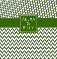Thumbnail for Personalized Polka Dots and Chevron III Shower Curtain - Green and White - Square Nameplate - Decorate View