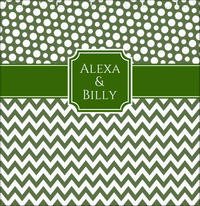 Thumbnail for Personalized Polka Dots and Chevron III Shower Curtain - Green and White - Stamp Nameplate - Decorate View