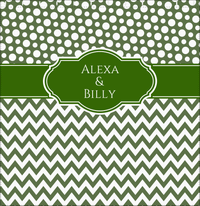 Thumbnail for Personalized Polka Dots and Chevron III Shower Curtain - Green and White - Fancy Nameplate - Decorate View
