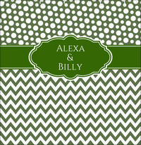 Thumbnail for Personalized Polka Dots and Chevron III Shower Curtain - Green and White - Fancy Nameplate II - Decorate View