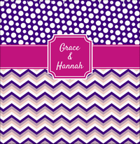 Thumbnail for Personalized Polka Dots and Chevron IV Shower Curtain - Pink and Purple - Stamp Nameplate - Decorate View