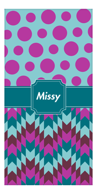Thumbnail for Personalized Polka Dots & Funky Arrows Beach Towel - Stamp Ribbon - Front View