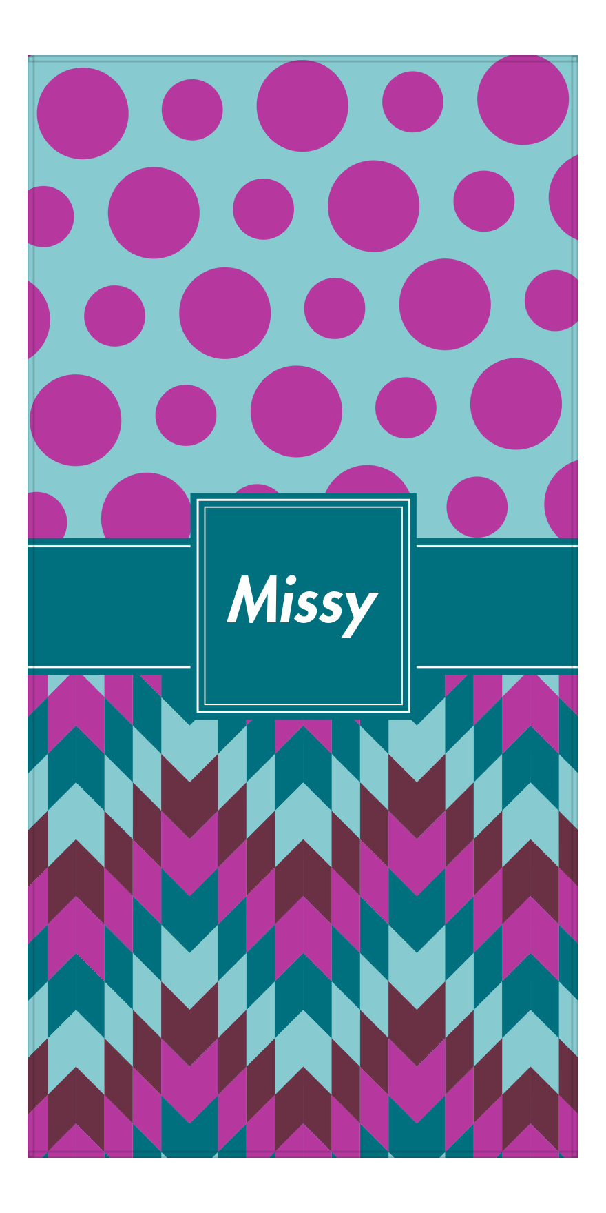 Personalized Polka Dots & Funky Arrows Beach Towel - Square Ribbon - Front View