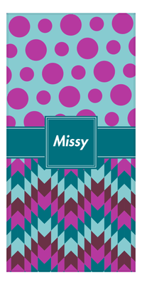 Thumbnail for Personalized Polka Dots & Funky Arrows Beach Towel - Square Ribbon - Front View