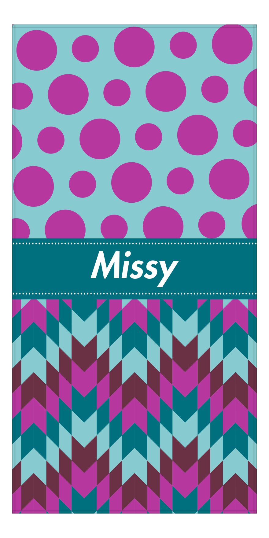 Personalized Polka Dots & Funky Arrows Beach Towel - Ribbon - Front View