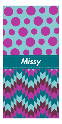 Thumbnail for Personalized Polka Dots & Funky Arrows Beach Towel - Ribbon - Front View