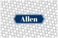 Thumbnail for Personalized Polka Dot Placemat - Light Grey and White - Navy Decorative Rectangle Frame -  View