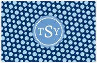 Thumbnail for Personalized Polka Dot Placemat - Navy and Light Blue - Glacier Circle Frame -  View