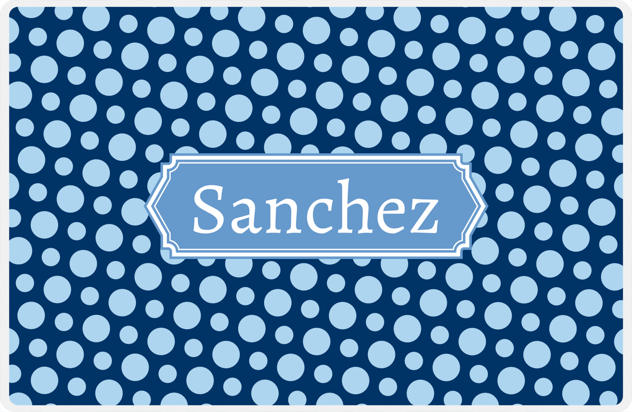 Personalized Polka Dot Placemat - Navy and Light Blue - Glacier Decorative Rectangle Frame -  View