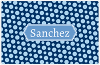 Thumbnail for Personalized Polka Dot Placemat - Navy and Light Blue - Glacier Decorative Rectangle Frame -  View