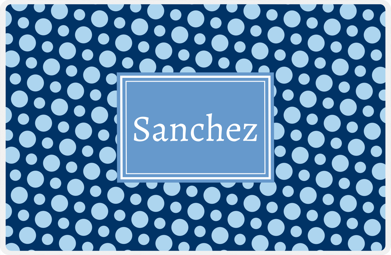 Personalized Polka Dot Placemat - Navy and Light Blue - Glacier Rectangle Frame -  View